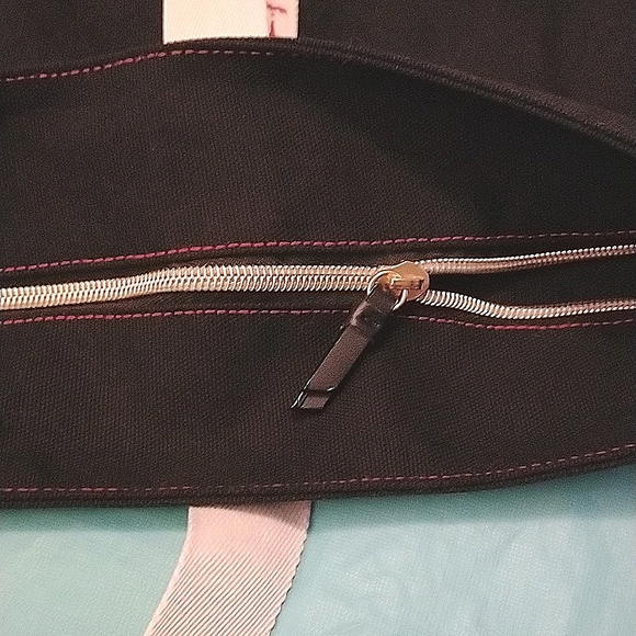 GUC Victoria's Secret Logo Strap Black Canvas Tote Bag - Picture 6 of 12